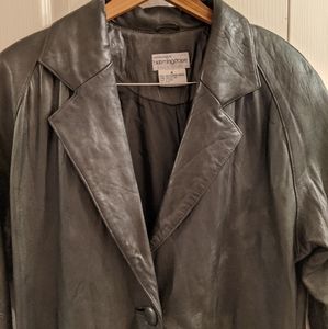 Vintage Bloomingdale's 100% Black Leather Overcoat